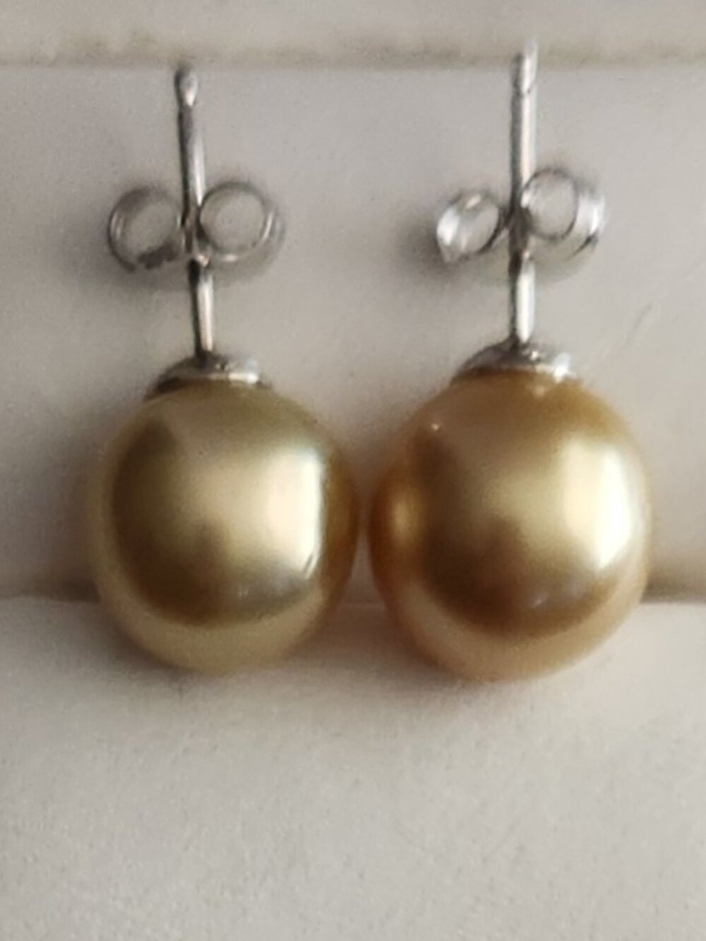 JTV Golden South Sea pearl stud earrings with Sterling Silver posts - Picture 3 of 7